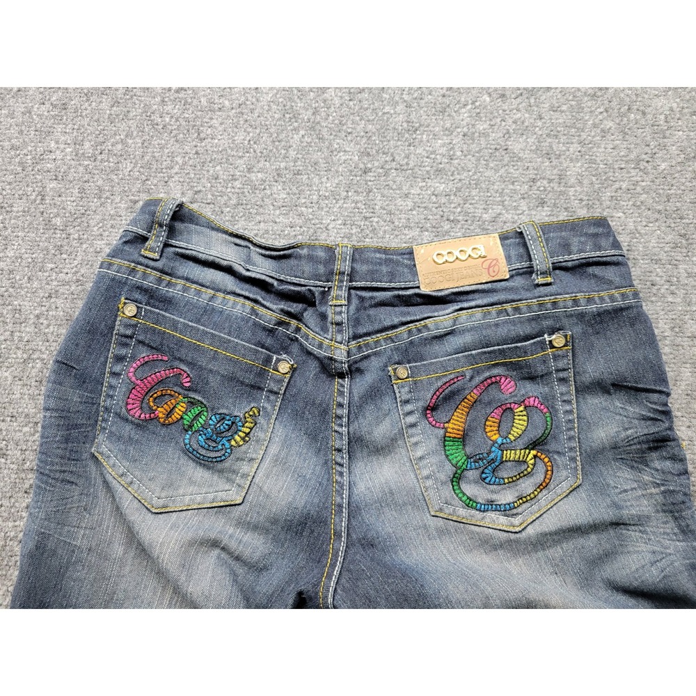 Vintage Coogi Jeans Womens 7/8 Medium Wash Multi Color Embroidered Logo Straight